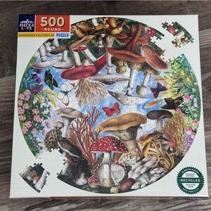 eeBoo Mushrooms & Butterflies 500-Piece Round Puzzle